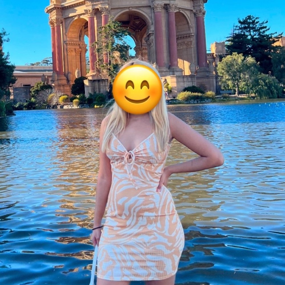 Stylish Orange and White Dress